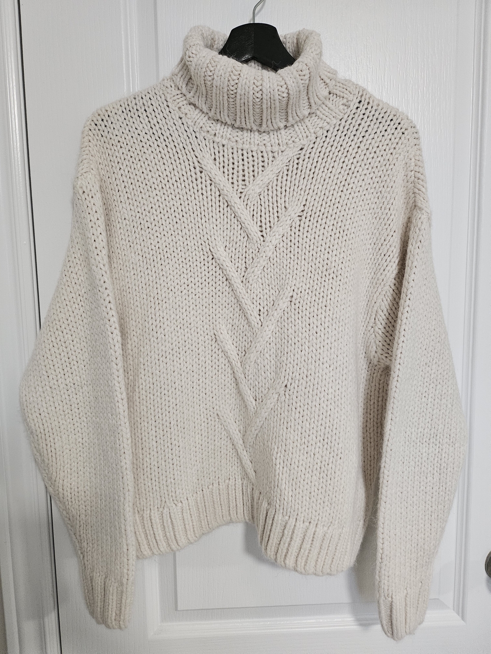 Noisy May Cream Cable Turtleneck Sweater